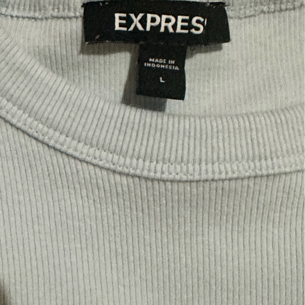 Express Light Blue Ruffle Sleeve Tee - Picture 2 of 2